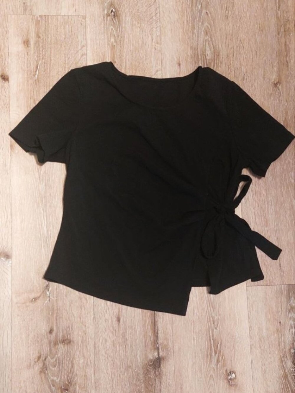 Black Tie-Side Blouse